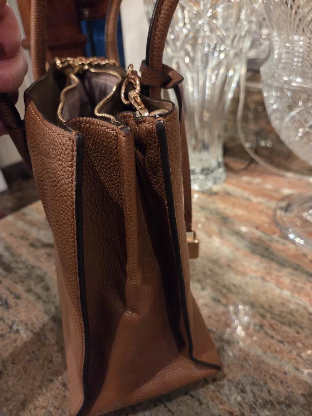 Michael Kors Tan Leather Chain-Accent Bag